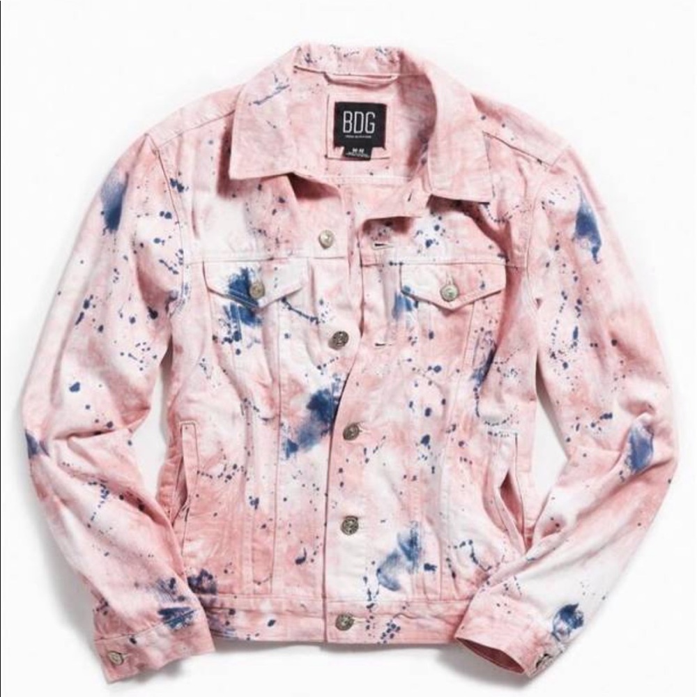 BDG Pink and Blue Tie-Dye Jean Jacket